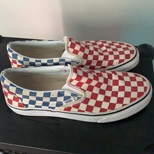 Vans slip on red and blue